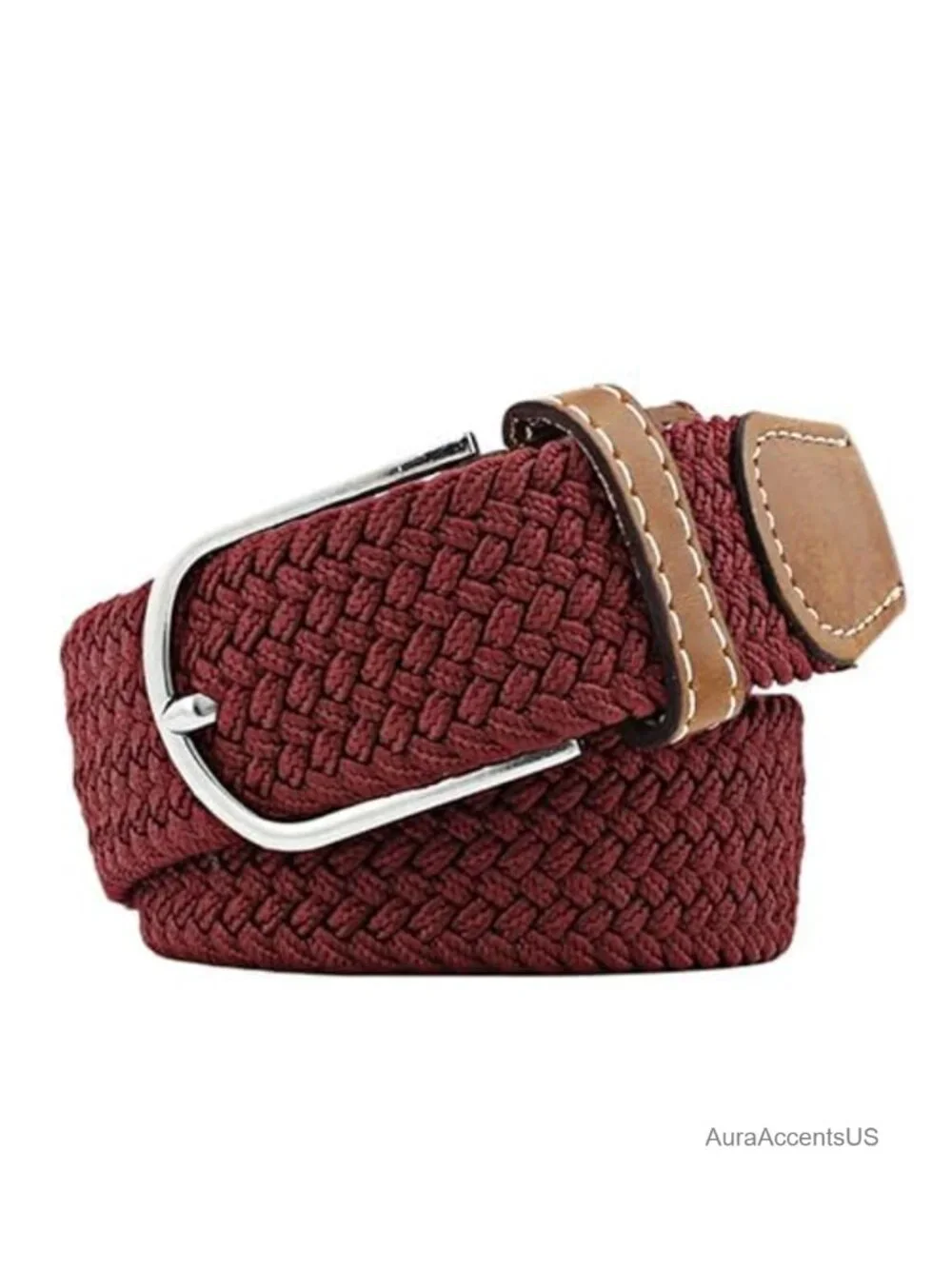 Woven Stretch Belt for Men & Women Elastic Canvas Belt with Alloy Buckle